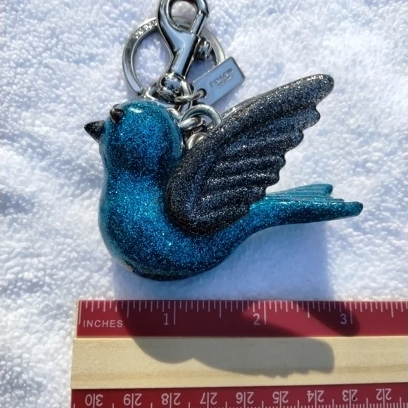 Very Rare Coach Teal Bird Glitter Resin Bag Charm Style #21395 - Picture 7 of 10